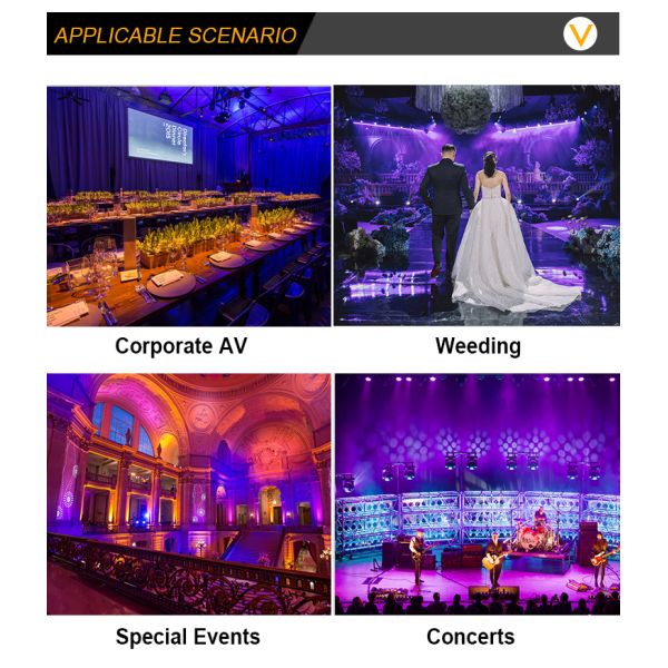 Aluminum Alloy RGBWA UV LED Flat Par 12x20W Lighting DJ Par Cans Dmx 512 Light Wash Stage Lighting for Church