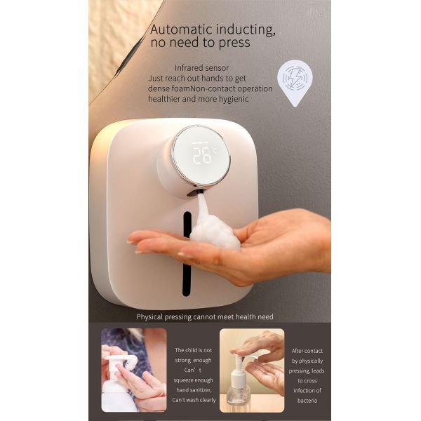 Rechargeable 320ml Automatic Soap Dispensers Wall Mounted Hand Wash