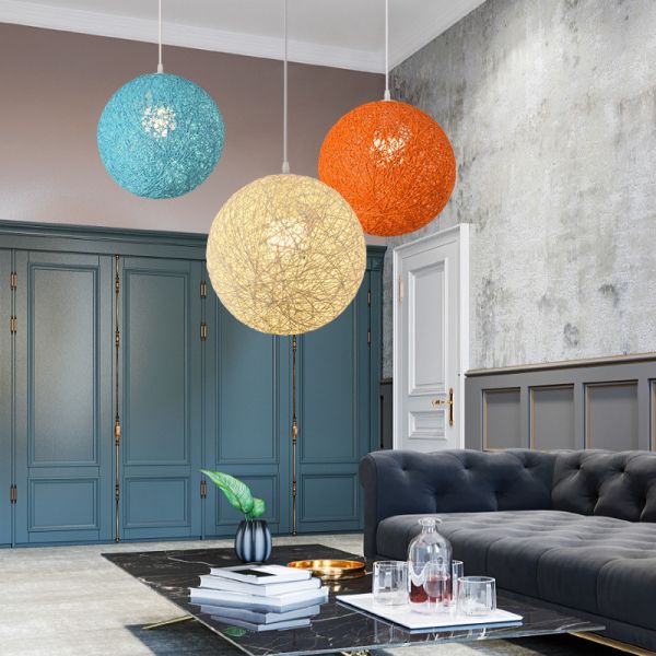 Loft Hanging Lamp Living Room Home Decoration Nordic Rattan Weaving Spherical Pendant light(WH-WP-145)