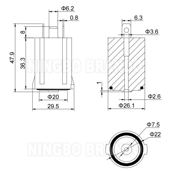Bobine de solénoïde noire pour pulsateur de traite DELAVAL 12V 2.7W 2.8W EP100 EP2090