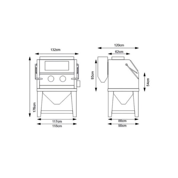 YD45-001 Industrial Blasting Cabinet: 90-125 PSI, Foot-Pedal, for Auto/Mfg Shops