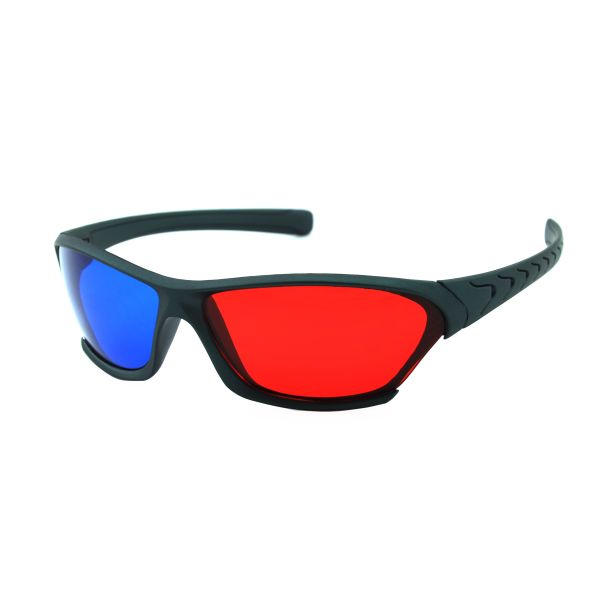 Plastic Anaglyph 3D Glasses Wide Angle Red Blue Lenses Black Frame