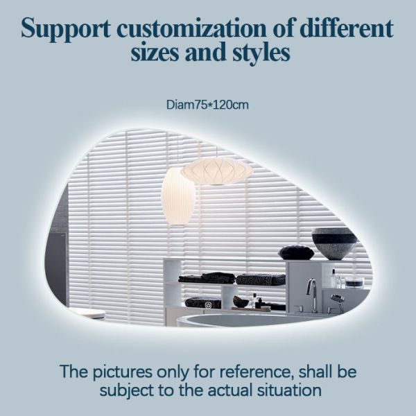 Custom Irregular Bathroom Mirror Anti Fog IP66 LED Lighted Bathroom Vanity Mirror