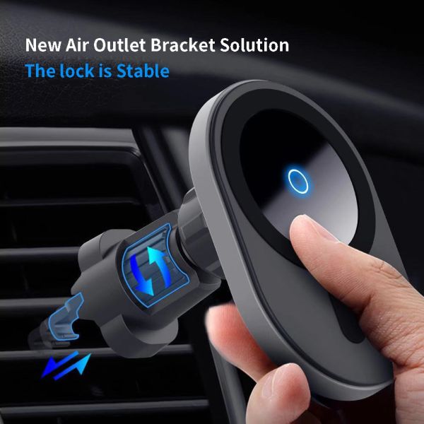 Oval Silicone 9V1.1A 15W Magnetic Wireless Car Charger FOD