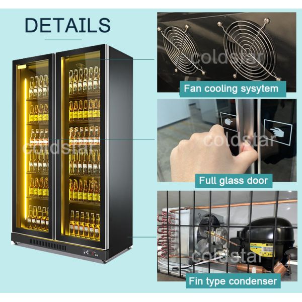 Fan Cooling Glass Door Upright Refrigerator For Sell Monster Energy Drink Display Fridge