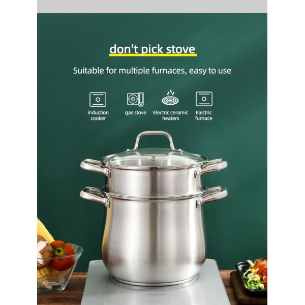 Hot Selling Kitchen Cooking Food Steamer Pot Cookware Cooking Stainless Steel Steamer Pot With Glass Lid