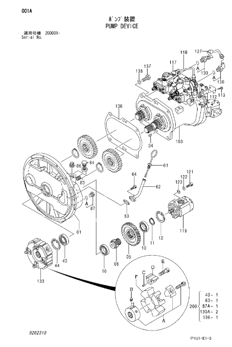 Pompe principale d'excavatrice de ZX210-3 K3V112DT/pompe hydraulique K3V112 injection électronique