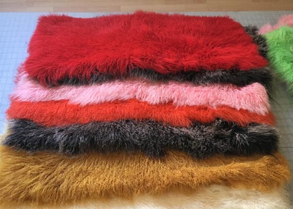 Dyed Color Soft Skin Mongolian Sheepskin Rug 60 *120cm For Garment Shoes