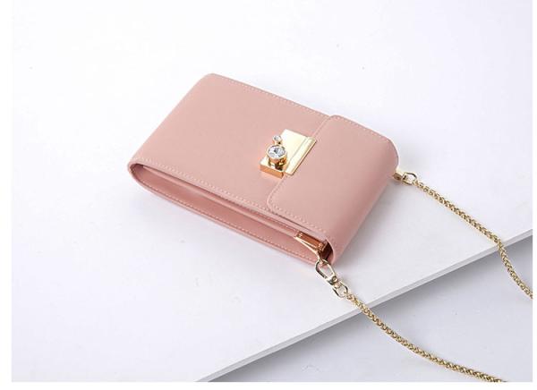 2019 new fashion Korean version of versatile vertical slant body mini bag PU leather chain mobile phone bag