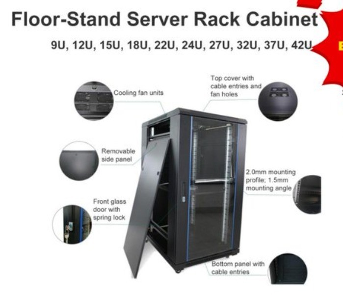SPCC Cold Rolled Steel Server Rack 37U 800*1000*1800 19 inch Data Center Network Cabinet