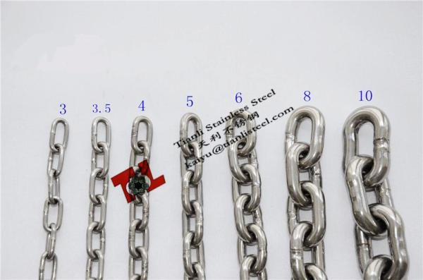304 316 Stainless Steel DIN766 Link Chain 8mm polished smooth surface