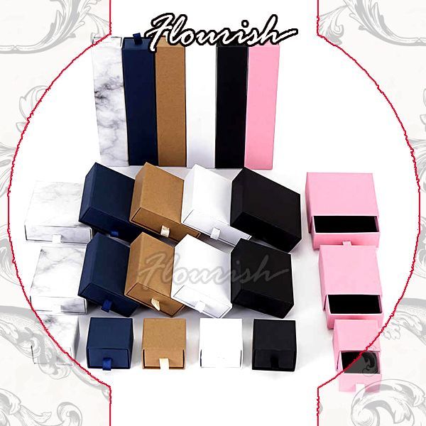 Middle Kraft Paper Jewelry Boxes Cardboard / Paperboard Gift Box Multiple Color And Size
