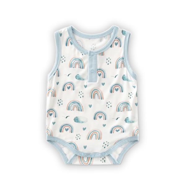 Summer Printing Bamboo Fiber Baby Rompers Sleeveless Newborn Clothes Snap Buttons Unisex Infant Sleepers