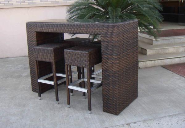 Outdoor Leisure Furniture Sets , Fashion Resin Wicker Bar Set