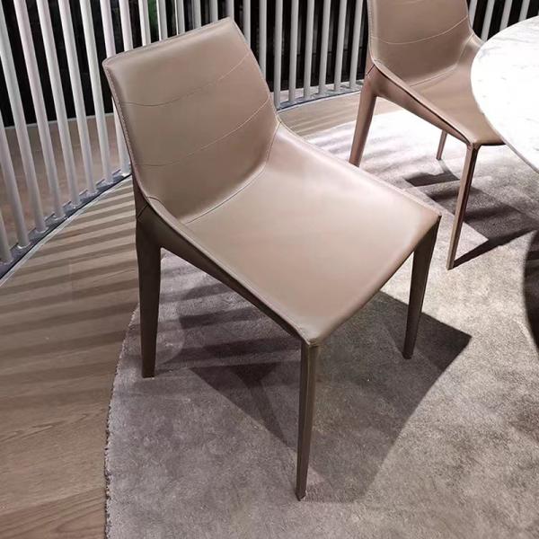 Parallel Bar Leather Metal Base Dining Chairs  Visually Striking