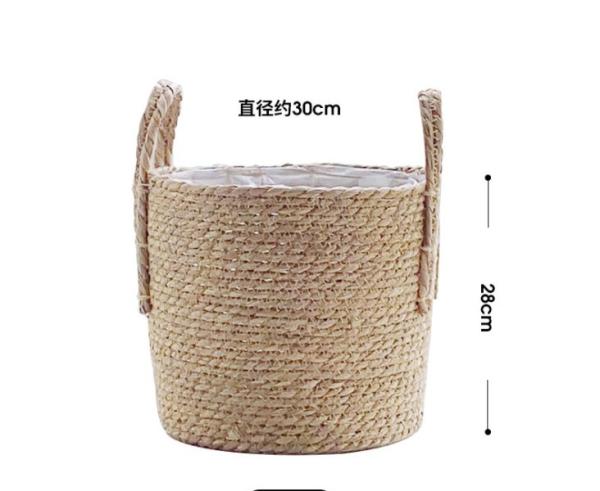 Handicraft Natural Seagrass Storage Basket With Handle ECO Friendly Kids Toy Clothes Baskets Storage Home Decoractions