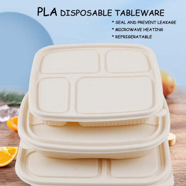 Compartment PLA Biodegradable Container OEM / ODM 1 / 2 / 3 For Inflight Meal Box