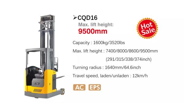 12km/H AC Motor 9.5m 1.6T Outdoor Electric Lift Truck