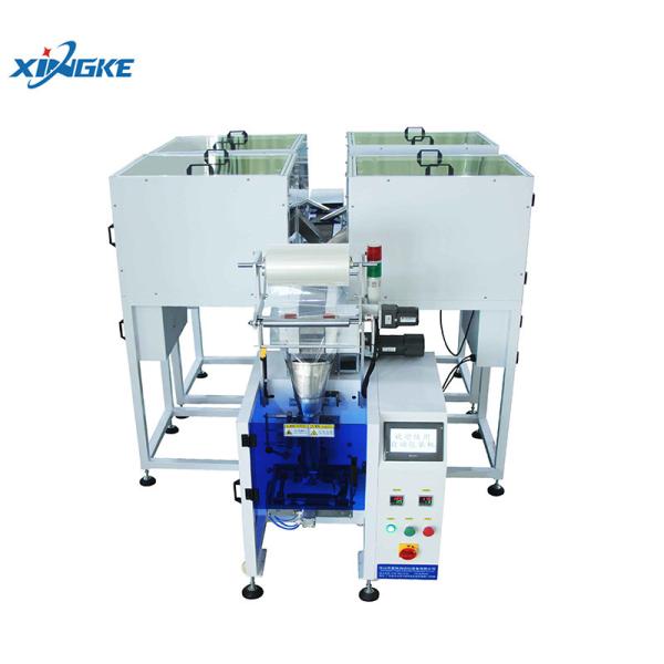 Four Vibrator Bowl Packaging Machine Fastener Bolt Lock Washer Nuts Counting Packing System with Vibrating Feeder