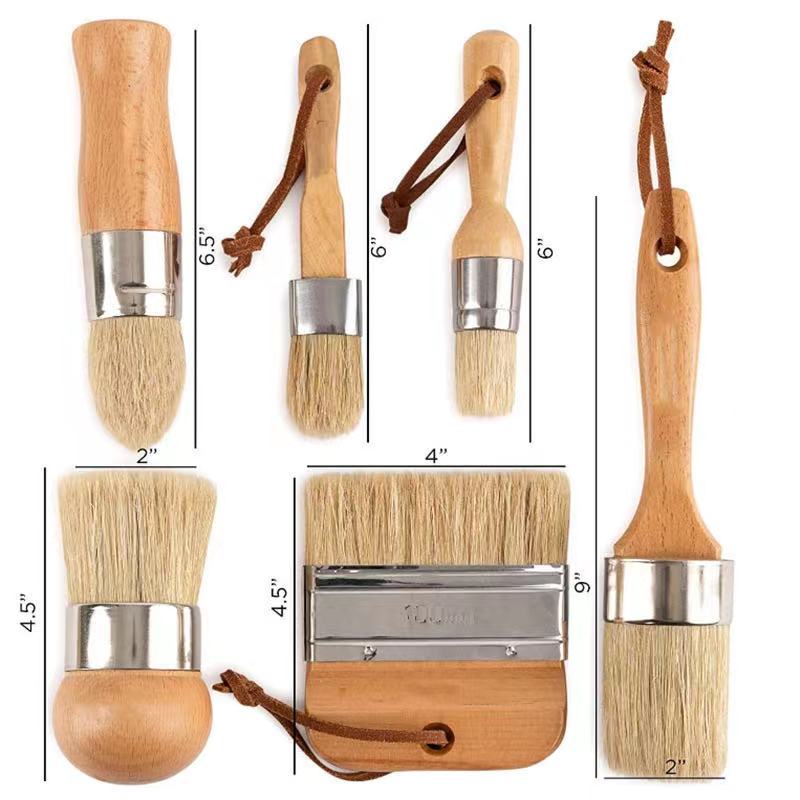 Щетка воска щетинки набора кисти 6pcs мела диаметра 50mm 100% естественная