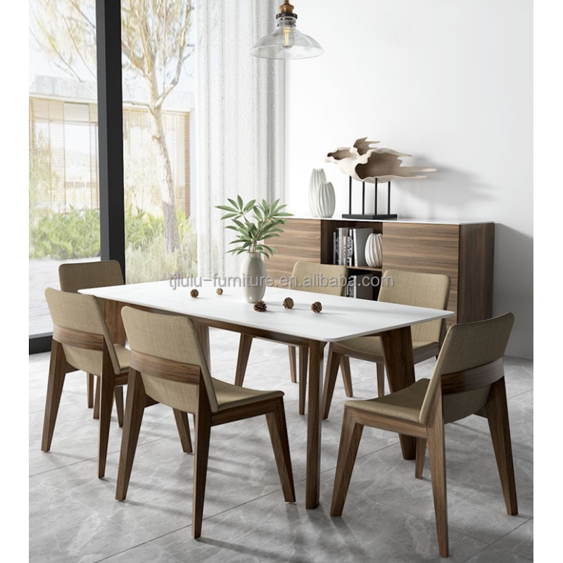 Solid Wood Villa Dinning Table Chairs With Nitrolacquer Finish And Modern Design For Dinning Room Restaurant And Hotel