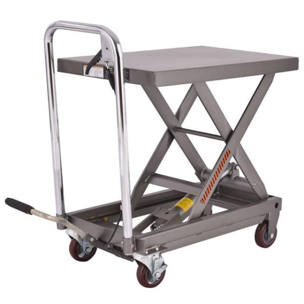 Orange Mobile Scissor Table Lift Hydraulic 300kg Hydraulic Lift Table Cart