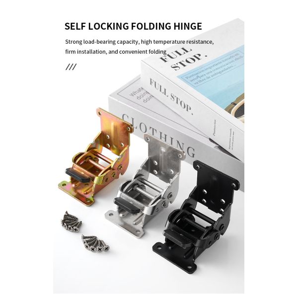 Black 90-Degree Self-Locking Double Brake Hinge for Furniture Coffee Table & Computer Table 180 Folding Lock