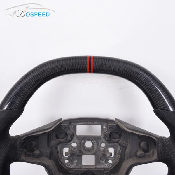 Perforated Leather Ford Carbon Fiber Steering Wheel Sports Plain Weave