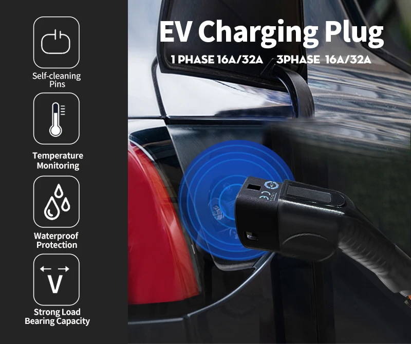 Тип 2 Женский электромобильный разъем 16A/32A/63A IEC 62196-2 Женский электромобильный разъем для электромобилей