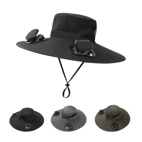 New Style Popular Cooling UV Protection Summer Outdoor Work Sun Protection Hat Solar Fan Hat With Two Solar Fans
