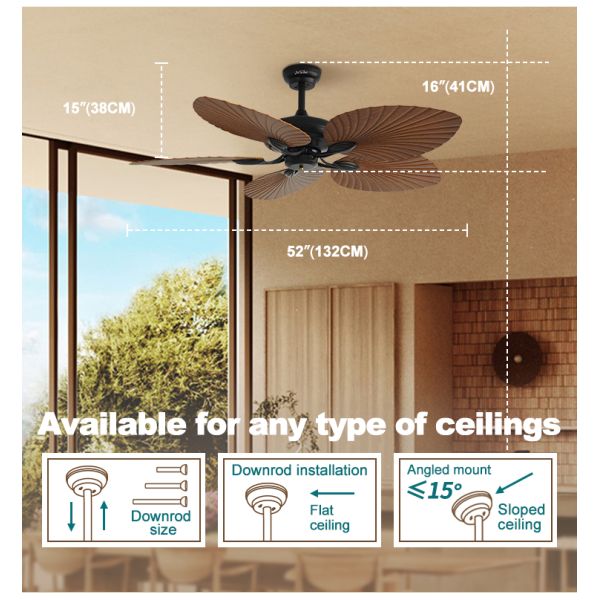 110-240V/50Hz-60Hz Ventilador de teto externo com controle remoto 6 velocidades