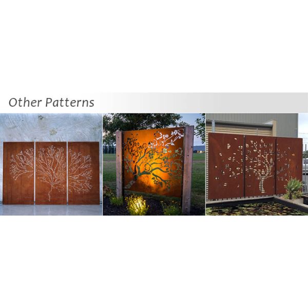 Corten Steel Garden Ornaments Oak Tree Design , Laser Cut Fence Panels