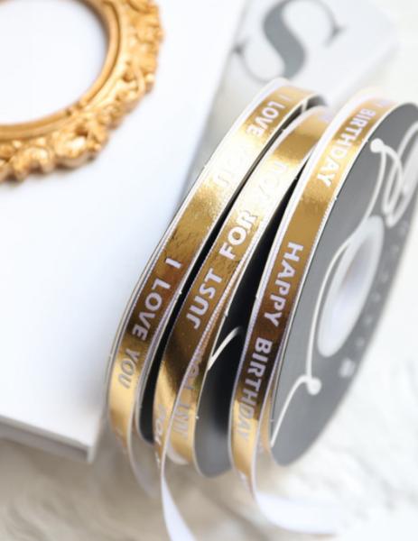 1cm hot stamping English letter small gold bar floral tie gift cake ribbon DIY material gift box decorative tape