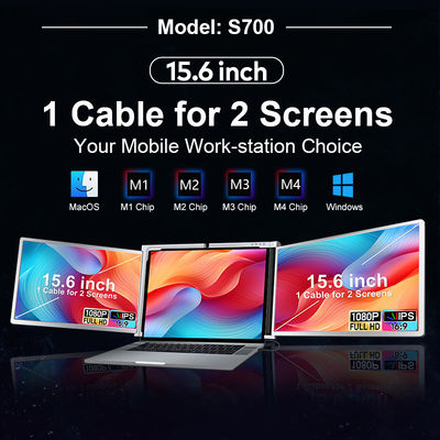 1 Cable 15.6 Inch Portable Monitor 1920x1080 Folding Screen Monitor With Type C