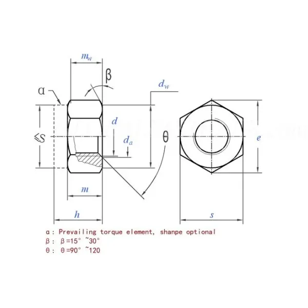 Din 982 Anti Theft Nut Galvanized Steel Insert Nylon Lock Antilose