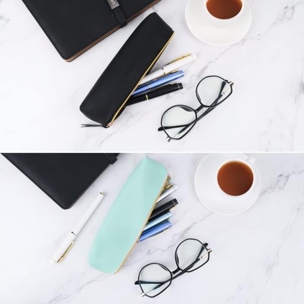 ISuperb 4 Pcs Small Pencil Case PU Leather Pencil Pouch Waterproof Organizer Storage Bag Cosmetic Zipper Pouch For Women