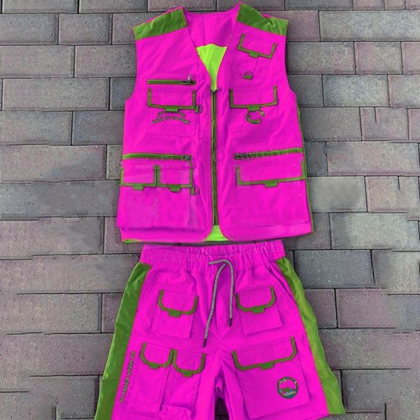 Streetwear Mens Cargo Shorts Set Vest And Shorts