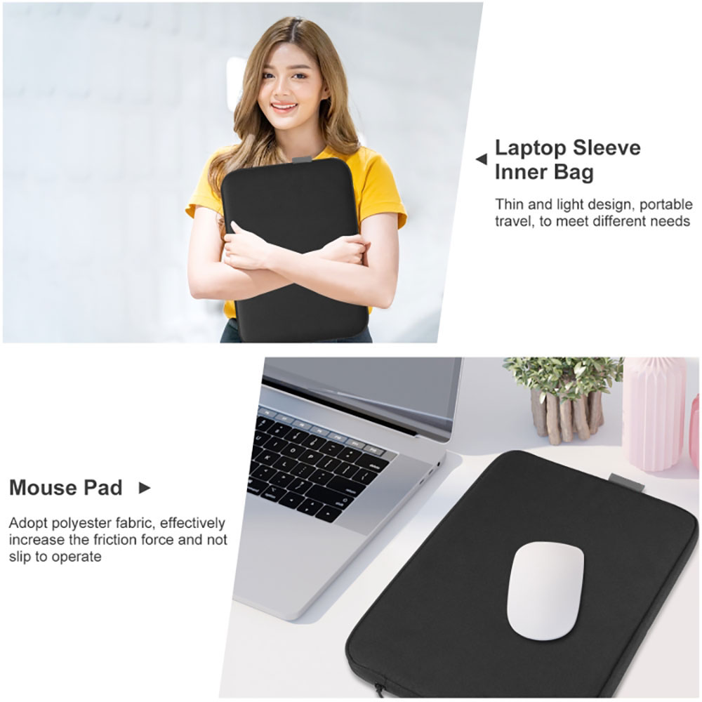 Business Zipper Briefcase Laptop Sleeve Backpack 13 Inch Black Slim Lightweight Waterproof Shockproof Eco-Friendly Convertible