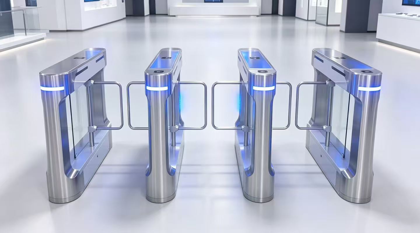 Durable Swing Barrier Turnstile Featuring DC Brushless Motor and Integrated Card Reader for Entry Control