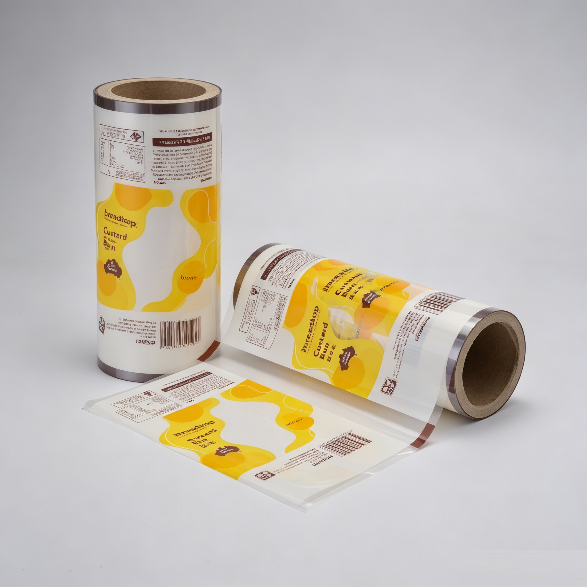 Food Grade Laminated Packaging Roll Film For Custard Bun Cream Filled Bread | BOPP/CPP PET/PE Automatic Packing Roll Stock For Bakery Pastry OEM Custom Printed