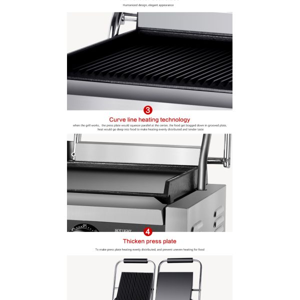 Электрическая контактная гриль не прилипающая поверхность и 1/2 канавки для требований клиента