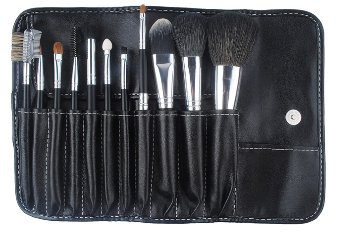 ODM Eco Friendly Black Cosmetic Makeup Brush Set Wooden Handle