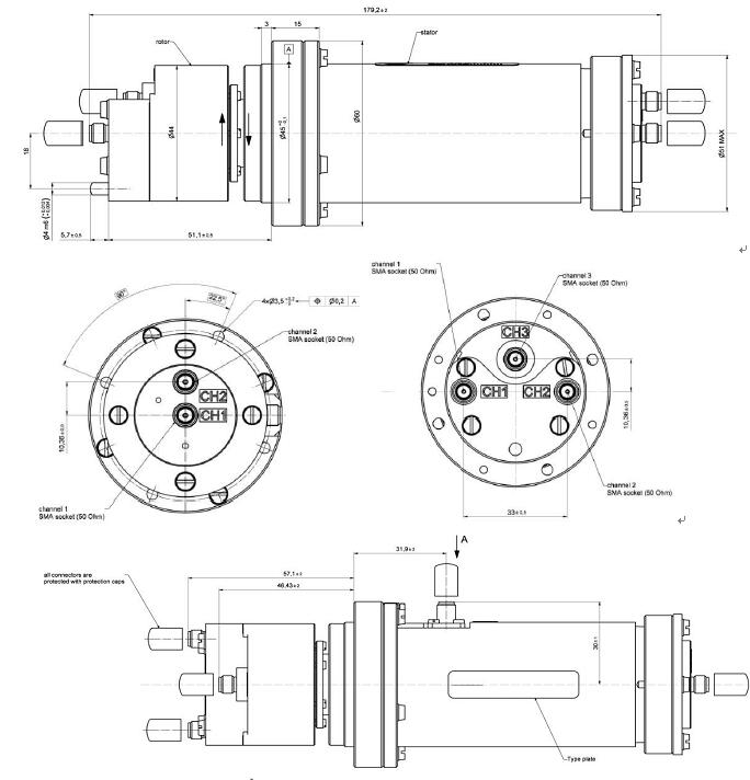 соединение 3-Channel RF роторное с вращая скоростью 60RPM & частотой до 3 GHz для управляемых на расстоянии кораблей