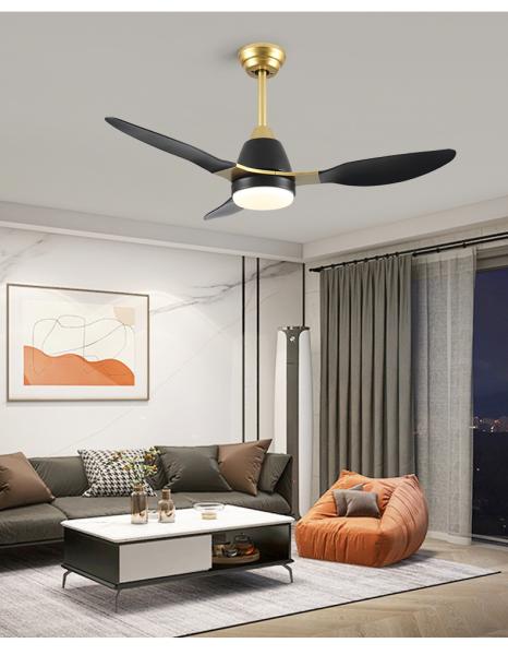 Modern Design 120v-220v Indoor LED Ceiling Fan Light with DC Motor ABS Body & Remote Control Energy Efficient for Home Office