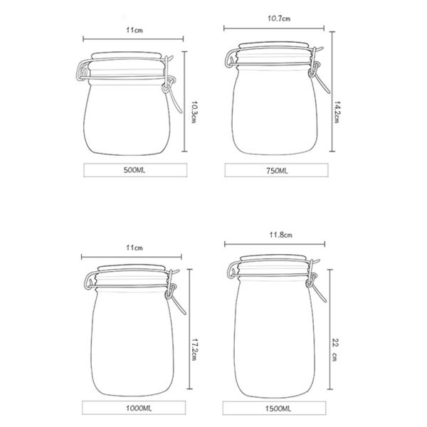 Food Grade Glass Jam Jar Airtight Metal Clip Top For Storage / Preserving Honey