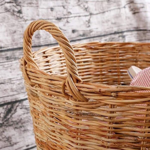 Large Square Rattan Basket, Handmade, Living Room, Blankets, Toy Bin, Extra Storage, Decorative Storage, Laundry Basket, Linens, Gray & Brown, Large
