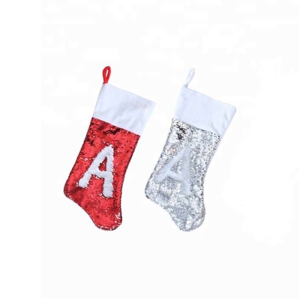 Custom Christmas Ornaments Sublimation Sequin Stocking Christmas Stocking Sublimation Blanks 45*20cm