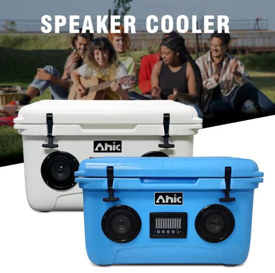 48QT Custom Branded 45L Premium Hard Music Cooler Box PE Thermal Insulated Portable Cooler For Outdoor Food  Factory Hard Rotomolded Cooler Box With Speaker