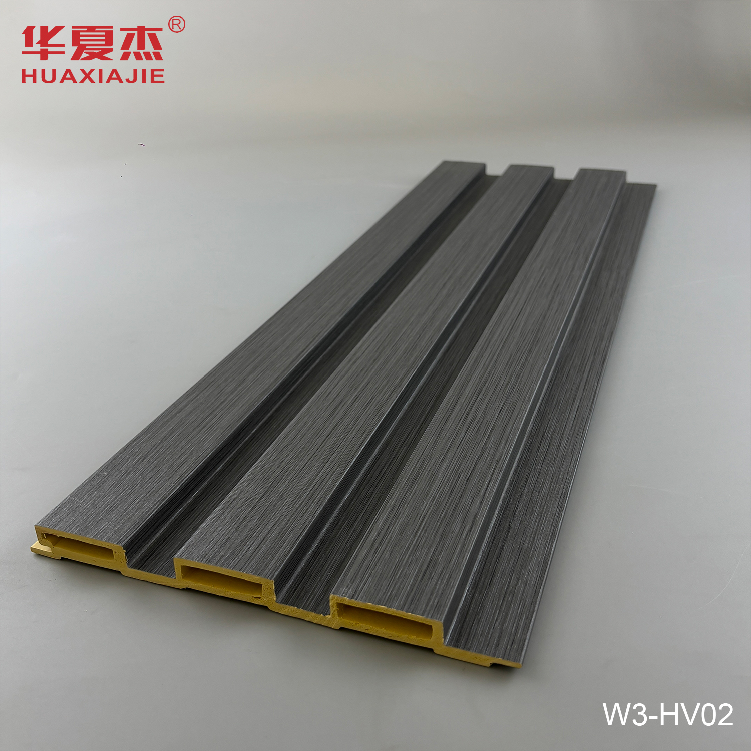 Wholesale Dark Grey Moisture-proof Durable WPC Fluted Wall Panel with Flat Surface for Wall Decoration
