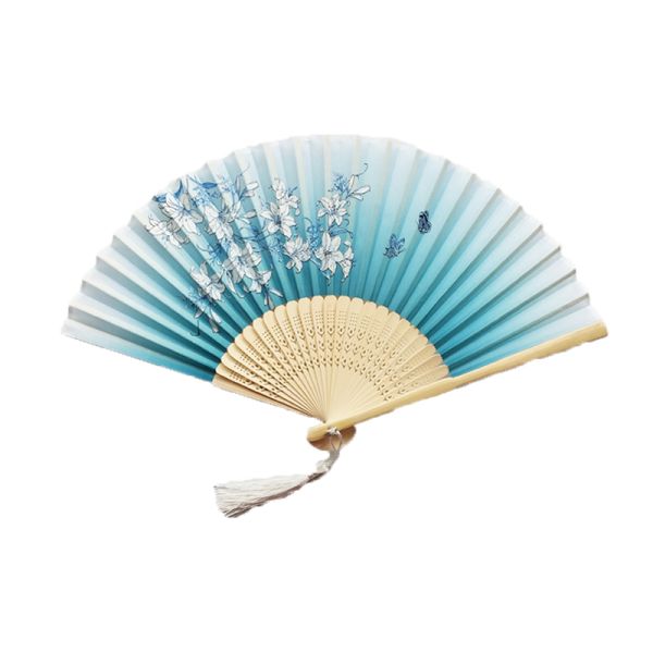 [I AM YOUR FANS] Chinese Flower Pattern Art Craft Gift Folding Fan Party Dance Ancient Style Clothing Hand Fan